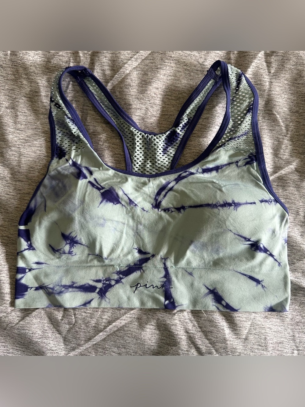 PINK Victoria's Secret Blue Tie-Dye Racerback Sports Bra size medium